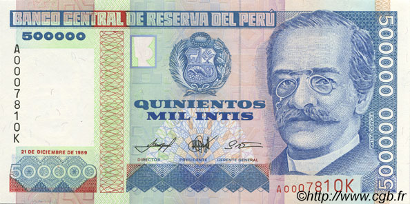 500000 Intis PERU  1989 P.147 UNC