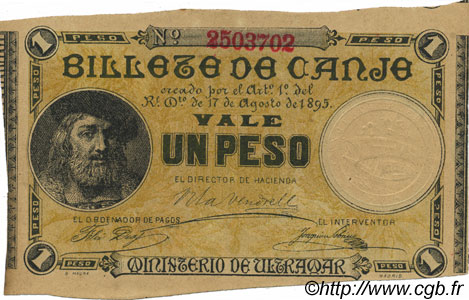 1 Peso PUERTO RICO  1895 P.07b AU