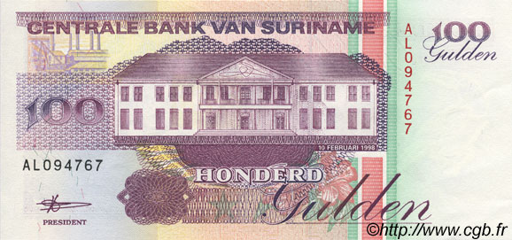 100 Gulden SURINAM  1998 P.139b SC+