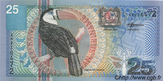 25 Gulden SURINAM  2000 P.148 fST+