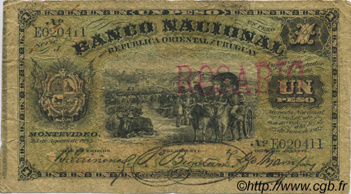 1 Peso URUGUAY  1887 P.A090c VG