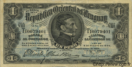 1 Peso URUGUAY  1927 P.009b VF