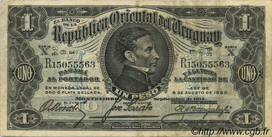 1 Peso URUGUAY  1934 P.009c VF