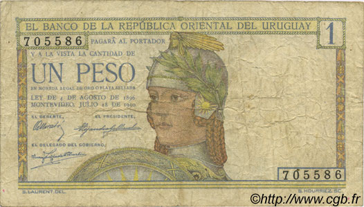 1 Peso URUGUAY  1930 P.017a RC+