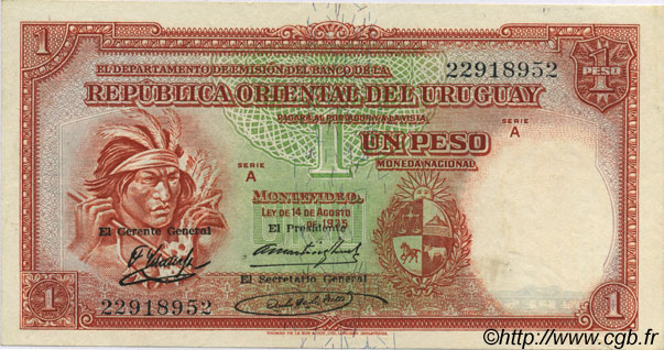 1 Peso URUGUAY  1935 P.028c AU