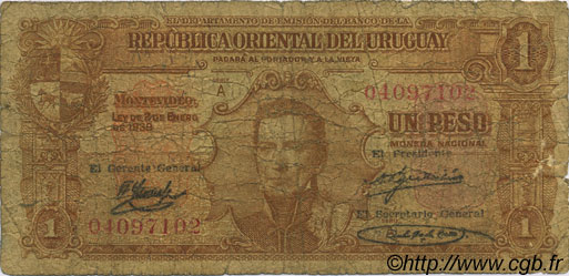 1 Peso URUGUAY  1939 P.035a q.B