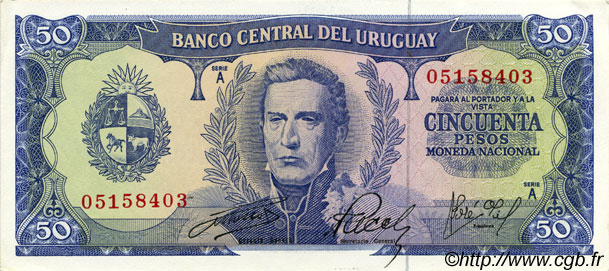 50 Pesos URUGUAY  1967 P.046a fST+