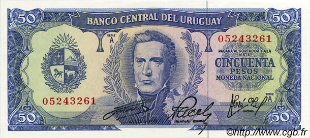 50 Pesos URUGUAY  1967 P.046a ST