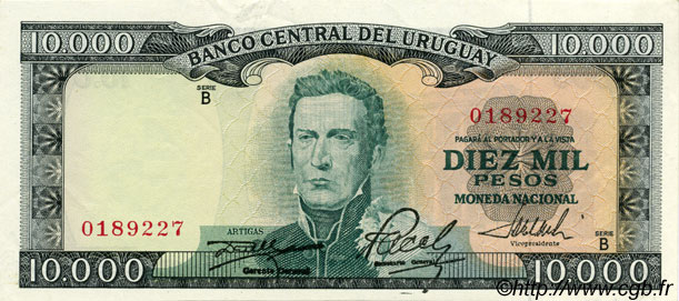 10000 Pesos URUGUAY  1967 P.051c SC+