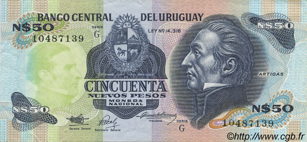 50 Nuevos Pesos URUGUAY  1988 P.061A SPL