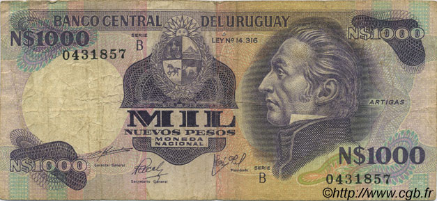 1000 Nuevos Pesos URUGUAY  1981 P.064b RC+