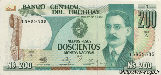 200 Nuevos Pesos URUGUAY  1986 P.066 AU