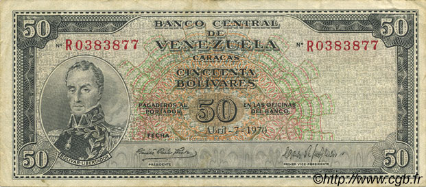 50 Bolivares VENEZUELA  1970 P.047f TTB