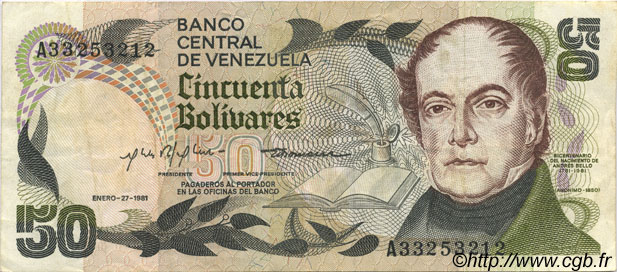 50 Bolivares VENEZUELA  1981 P.058 VF+