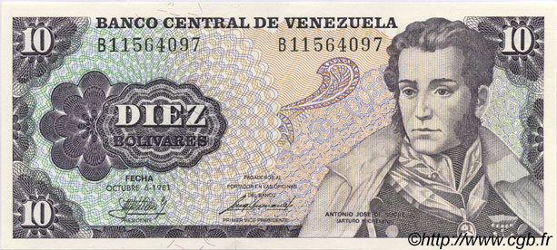 10 Bolivares VENEZUELA  1981 P.060a fST
