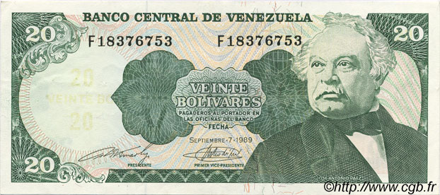 20 Bolivares VENEZUELA  1989 P.063b EBC