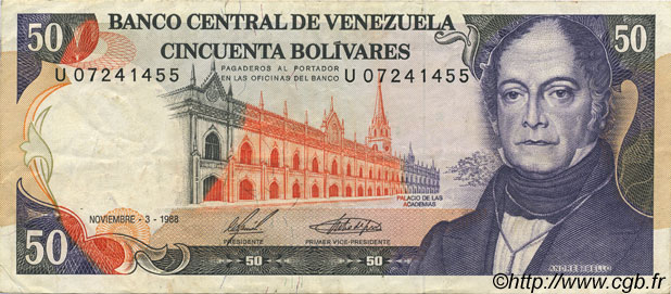 50 Bolivares VENEZUELA  1988 P.065b MBC+