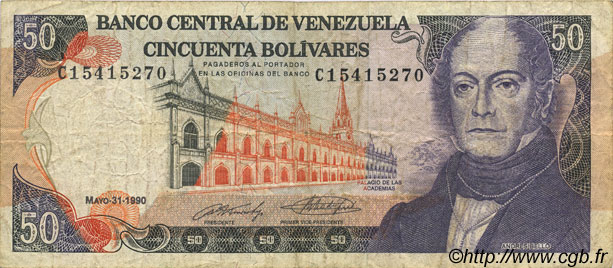 50 Bolivares VENEZUELA  1990 P.065c BC
