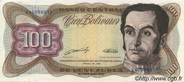 100 Bolivares VENEZUELA  1989 P.066b SPL+