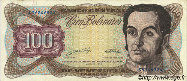 100 Bolivares VENEZUELA  1990 P.066c VF