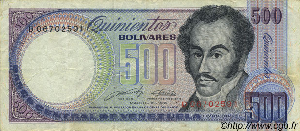 500 Bolivares VENEZUELA  1989 P.067c F