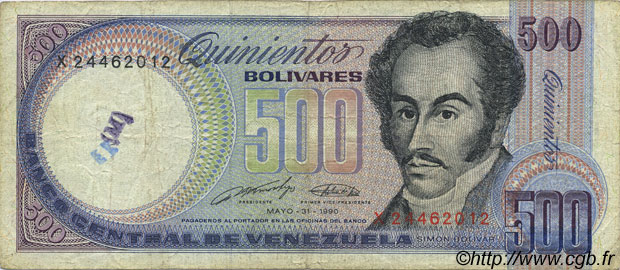 500 Bolivares VENEZUELA  1990 P.067d F