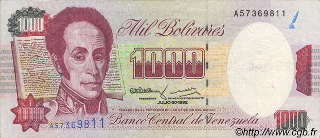 1000 Bolivares VENEZUELA  1992 P.073b MBC+