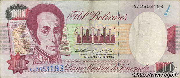 1000 Bolivares VENEZUELA  1992 P.073c VF
