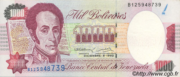 1000 Bolivares VENEZUELA  1992 P.073c XF