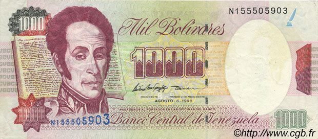 1000 Bolivares VENEZUELA  1998 P.076d VF+