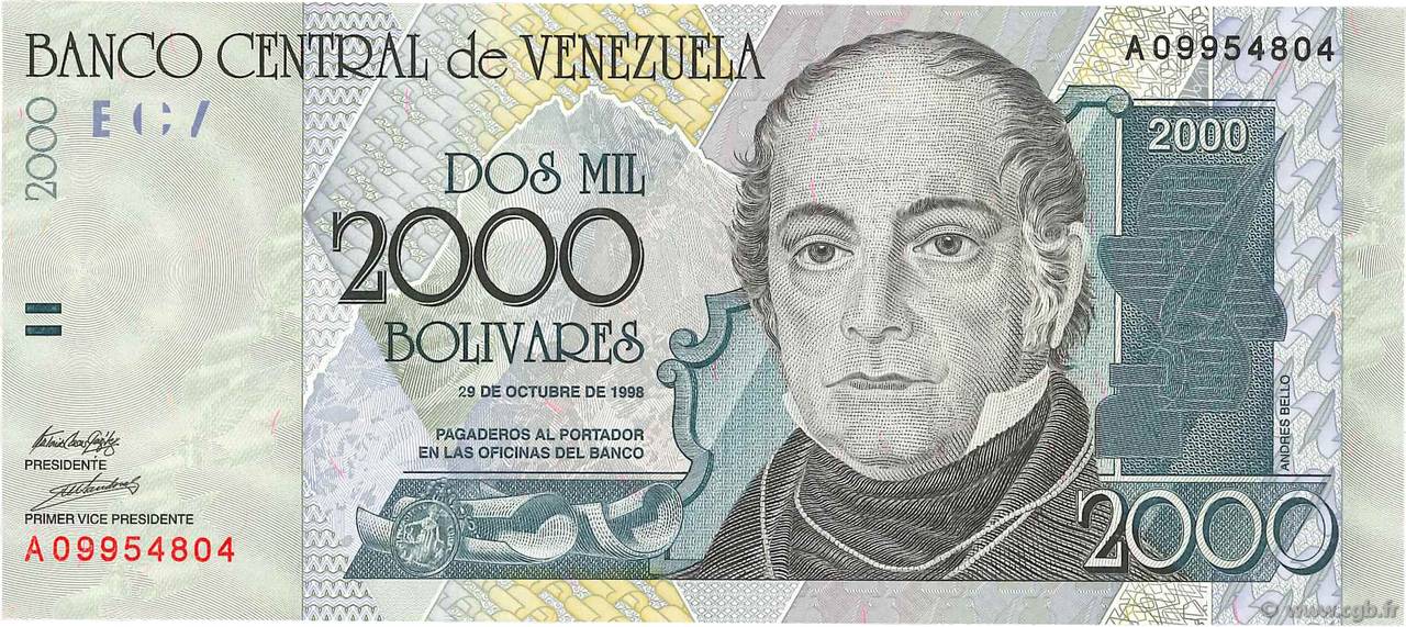 2000 Bolivares VENEZUELA  1998 P.080 UNC
