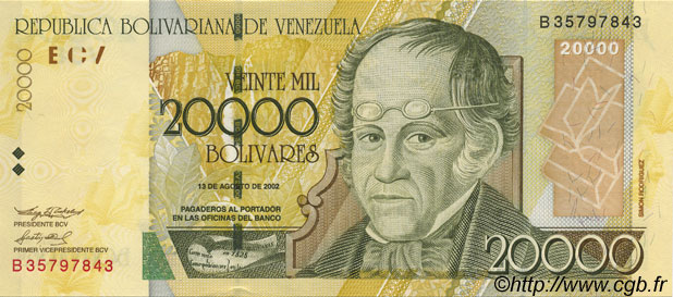 20000 Bolivares VENEZUELA  2002 P.086b UNC