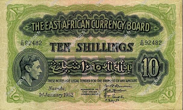 10 Shillings AFRIQUE DE L EST  1952 P.29b TTB