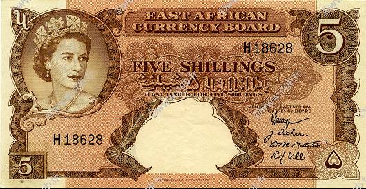 5 Shillings AFRICA DI L EST BRITANNICA   1958 P.37 SPL+