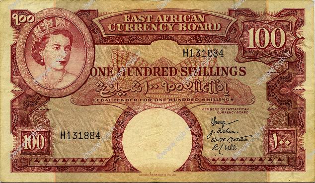 100 Shillings AFRIQUE DE L EST  1958 P.40 TB+