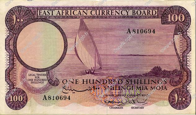 100 Shillings EAST AFRICA (BRITISH)  1964 P.48a XF