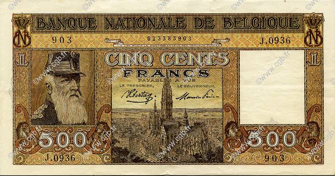 500 Francs BELGIQUE  1945 P.127 SUP