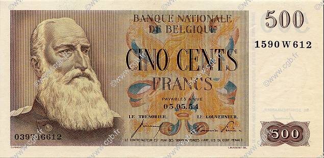 500 Francs BÉLGICA  1954 P.130a SC+