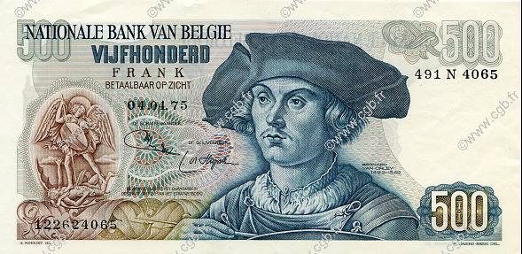 500 Francs BELGIUM  1975 P.135b AU