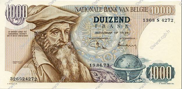 1000 Francs BELGIUM  1973 P.136b UNC-