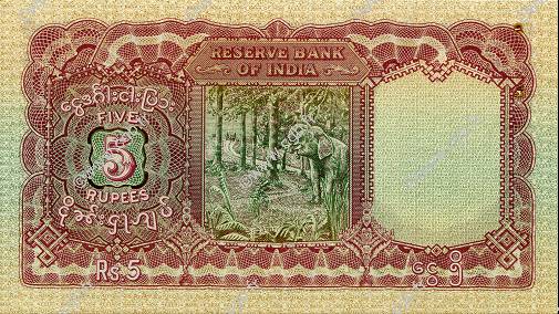 5 Rupees BIRMANIE  1938 P.04 SUP à SPL