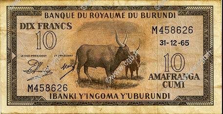 10 Francs BURUNDI  1965 P.09 TB+