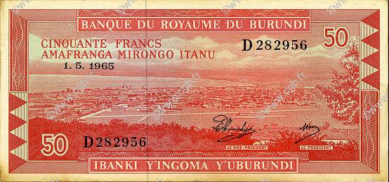 50 Francs  BURUNDI  1965 P.11a SUP+