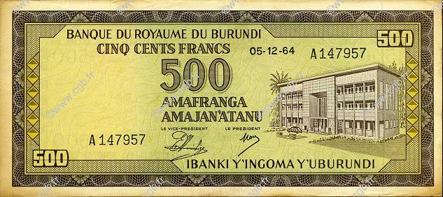 500 Francs BURUNDI  1964 P.13 SUP+