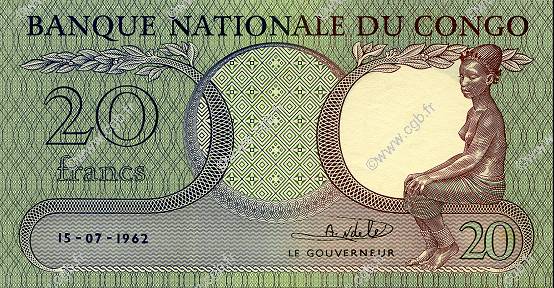 20 Francs  CONGO (RÉPUBLIQUE)  1962 P.004a pr.NEUF