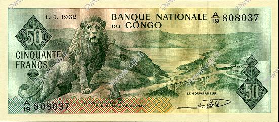 50 Francs CONGO, DEMOCRATIQUE REPUBLIC  1962 P.005a UNC