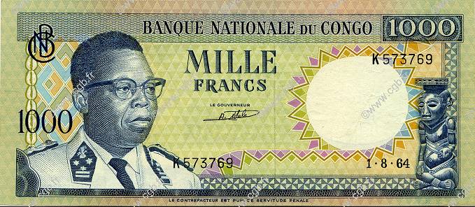 1000 Francs CONGO (RÉPUBLIQUE)  1964 P.008a SPL