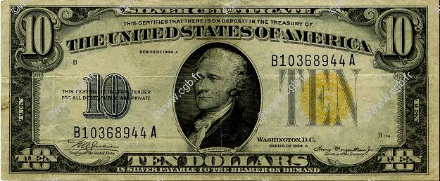 10 Dollars ÉTATS-UNIS D AMÉRIQUE  1934 P.415Ay pr.TTB