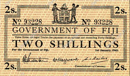 2 Shillings FIJI  1942 P.050a AU