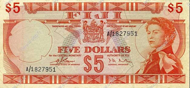 5 Dollars FIJI  1974 P.073a VF